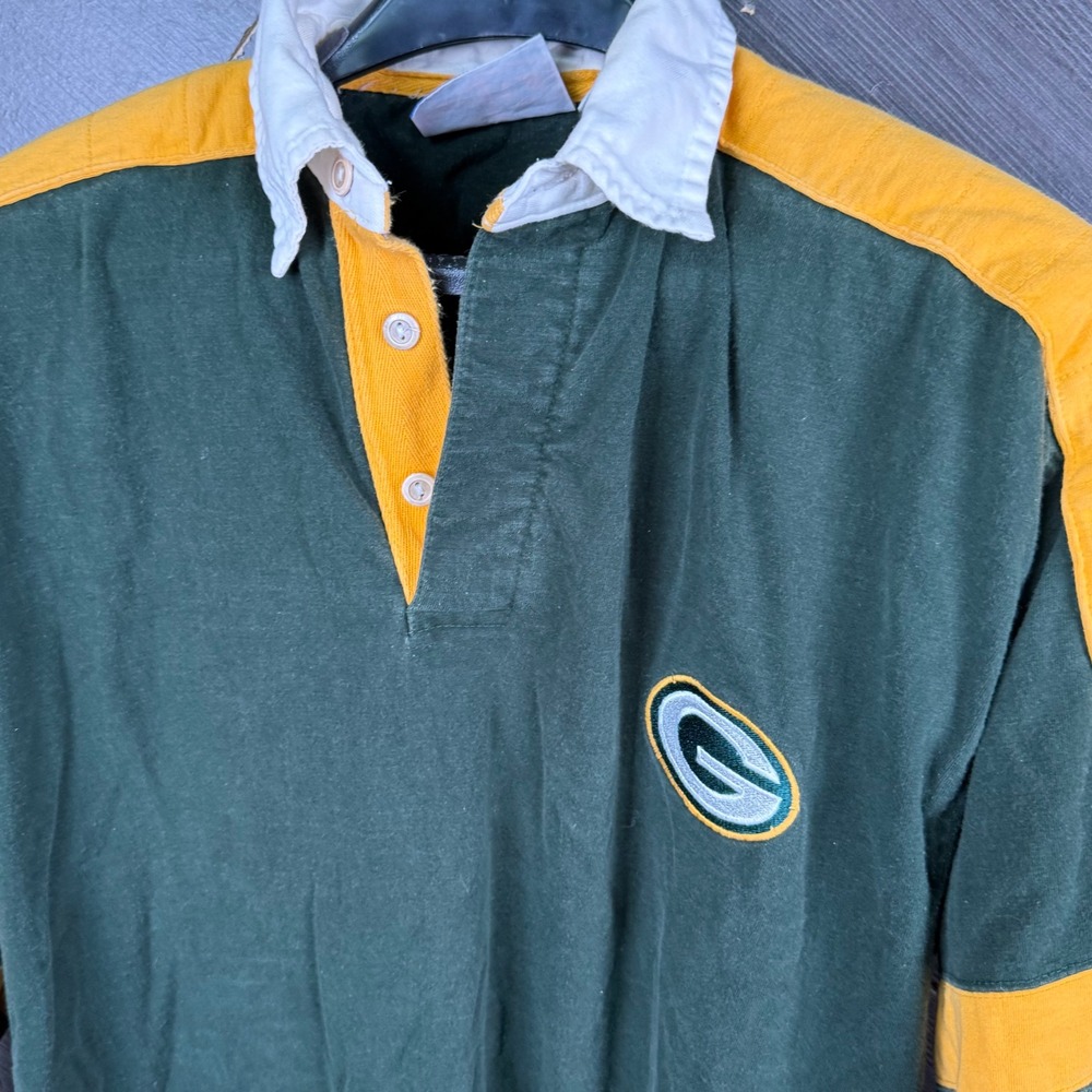 NFL Game Day Logo 7 Green Bay Packers Vintage Medium Padded Rugby Shirt 90's - Picture 4 of 7